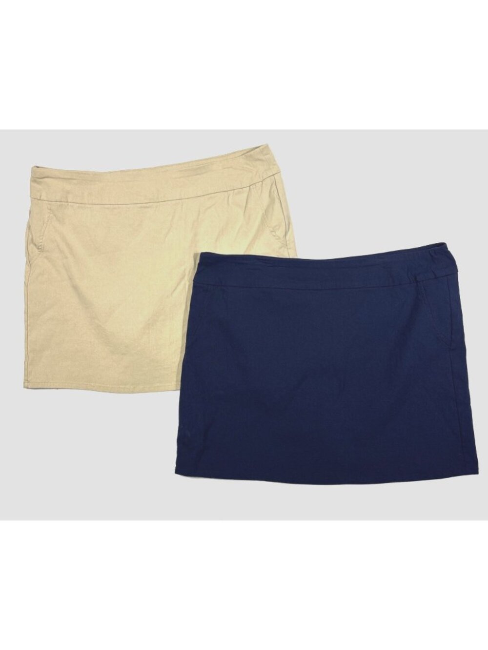 Set of 2 IZOD Golf Skort Women’s Stretch SIZE 18 Navy Blue & Beige Tan Athletic